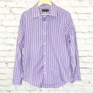 Banana Republic Custom Dyed Lilac Casual Button Down Striped Long Sleeve Large